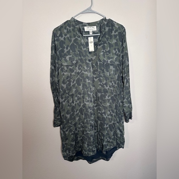 NWT Cloth & Stone for Anthropologie Gray Camouflage Long Sleeve Dress size small - Picture 3 of 8